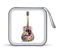 Jubonexis Estuche de almacenamiento portátil para CD y DVD con diseño floral de acuarela para coche, hogar, viajes