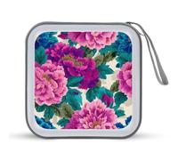 Jubonexis Estuche de almacenamiento portátil para CD y DVD con diseño floral vibrante para coche, hogar, viajes