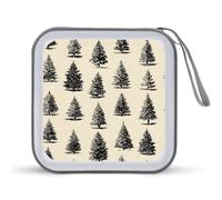 Jubonexis Estuche de almacenamiento portátil para CD y DVD, diseño de árbol de Navidad, vintage, para coche, hogar, viajes