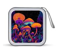 Jubonexis Estuche de almacenamiento portátil para CD y DVD, diseño de bosque de hongos de neón para coche, hogar, viajes