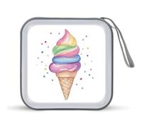 Jubonexis Estuche de almacenamiento portátil para CD y DVD, diseño de cono de helado de acuarela para coche, hogar, viajes