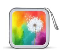 Jubonexis Estuche de almacenamiento portátil para CD y DVD, diseño de diente de león de acuarela para coche, hogar, viajes