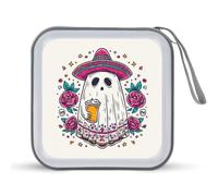 Jubonexis Estuche de almacenamiento portátil para CD y DVD, diseño de fantasma blanco y colorido para coche, hogar, viajes