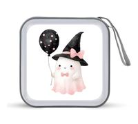 Jubonexis Estuche de almacenamiento portátil para CD y DVD, diseño de fantasma con un globo negro