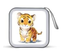 Jubonexis Estuche de almacenamiento portátil para CD y DVD, diseño de tigre de acuarela para coche, hogar, viajes