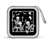 Jubonexis Estuche de almacenamiento portátil para CD y DVD, diseño de tres esqueletos de Halloween