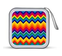 Jubonexis Estuche de almacenamiento portátil para CD y DVD, diseño geométrico, diseño de arcoíris y colores del orgullo para coche, casa o viajes