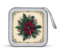 Jubonexis Estuche de almacenamiento portátil para CD y DVD, diseño vintage de Navidad, para coche, hogar, viajes