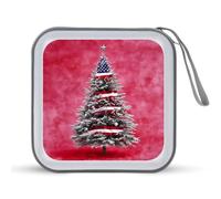 Jubonexis Estuche patriótico para CD y DVD con diseño de árbol de Navidad portátil para coche, hogar, viajes