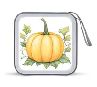 Jubonexis Estuche portátil de almacenamiento de DVD con diseño de calabaza amarilla de acuarela