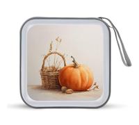 Jubonexis Estuche portátil de almacenamiento de DVD con diseño de calabaza y acuarela otoñal para coche, hogar, viajes