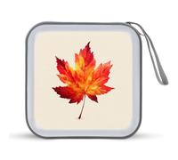 Jubonexis Estuche portátil de almacenamiento de DVD con diseño de hojas de arce otoñales de acuarela