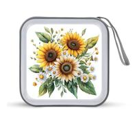 Jubonexis Estuche portátil de almacenamiento de DVD con diseño de ramo de girasoles de acuarela