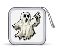 Jubonexis Estuche portátil de almacenamiento para CD y DVD, diseño de fantasmas de dibujos animados señalando a ahí, para coche, hogar, viajes