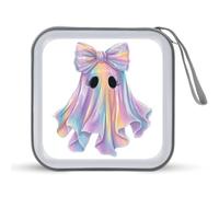 Jubonexis Estuche portátil de tela para CD y DVD, diseño de fantasmas de dibujos animados que fluye, para coche, hogar, viajes