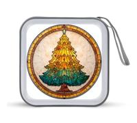 Jubonexis Estuche portátil para almacenamiento de CD y DVD con árbol de Navidad con luces para coche, hogar, viajes