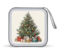 Jubonexis Estuche portátil para almacenamiento de CD y DVD, diseño de árbol de Navidad decorado con lazos de regalo para coche, hogar, viajes