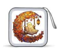 Jubonexis Estuche portátil para CD con diseño de luna creciente con diseño de fantasma en un columpio y DVD para coche, hogar, viajes
