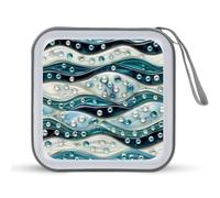 Jubonexis Estuche portátil para CD con diseño de olas del océano con diamantes de imitación para coche, hogar, viajes