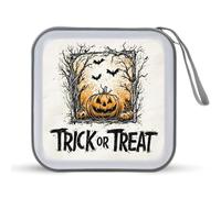 Jubonexis Estuche portátil para CD de Halloween con diseño de calabaza o truco o trato, para coche, hogar, viajes