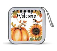 Jubonexis Estuche portátil para CD, diseño de calabazas, girasoles, pájaros, DVD, para coche, casa, viajes