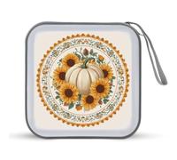 Jubonexis Estuche portátil para CD, DVD, diseño de girasoles y bellotas, diseño de calabaza, otoñal, ideal para viajes en coche, casa