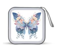 Jubonexis Estuche portátil para CD, DVD, diseño de mariposas y flores silvestres, acuarela, para coche, hogar, viajes