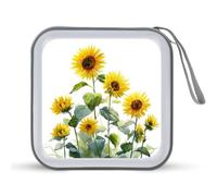 Jubonexis Estuche portátil para CD o DVD, diseño de girasoles amarillos, acuarela, para coche, casa, viajes