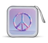 Jubonexis Estuche portátil para CD o DVD, diseño de signo de la paz, color morado claro, para coche, hogar, viajes
