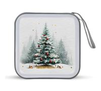 Jubonexis Estuche portátil para CD y DVD, diseño de árbol de Navidad en el bosque para coche, casa o viaje