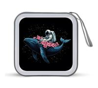 Jubonexis Estuche portátil para CD y DVD, diseño de ballena astronauta en el espacio, para coche, hogar, viajes