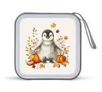 Jubonexis Estuche portátil para CD y DVD, diseño de calabazas y hojas de otoño, diseño de pingüino