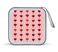 Jubonexis Estuche portátil para CD y DVD, diseño de corazones rojos en líneas verticales, para coche, hogar, viajes