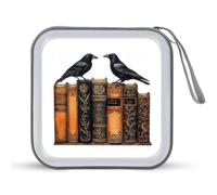 Jubonexis Estuche portátil para CD y DVD, diseño de dos cuervos posados en libros viejos