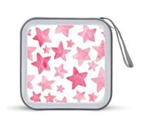 Jubonexis Estuche portátil para CD y DVD, diseño de estrellas de acuarela rosa para coche, hogar, viajes