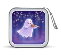 Jubonexis Estuche portátil para CD y DVD, diseño de fantasmas voladores de dibujos animados tocando el violín, para coche, casa, viajes