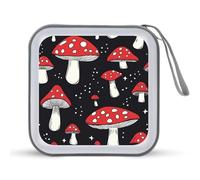 Jubonexis Estuche portátil para CD y DVD, diseño de hongos manchados, color rojo y blanco