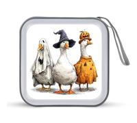 Jubonexis Estuche portátil para guardar CD y DVD, diseño de tres gansos divertidos en Halloween