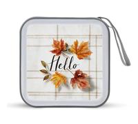 Jubonexis Fall Leaves Word Hello - Estuche de almacenamiento portátil para CD y DVD para coche, hogar, viajes