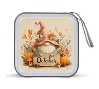 Jubonexis Fantasy Autumn Gnomo, calabazas, flores, CD, caja de almacenamiento portátil para coche, hogar, viajes