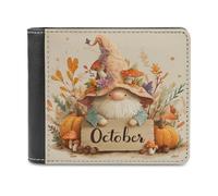 Jubonexis Fantasy Autumn Gnomo Calabazas Flores Suave Cuero PU Billetera Plegable Monedero Pases De Crédito Estuche Duradero Tarjetero Billetera Delgada Para Hombres Mujeres Almacenamiento De Dinero