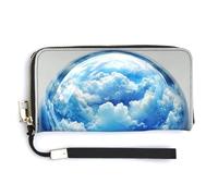 Jubonexis Fantasy Glass Blue Cloud - Cartera larga de piel sintética con diseño de nube azul, monedero, funda para tarjetas de crédito, almacenamiento de dinero duradero para mujeres y hombres