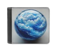Jubonexis Fantasy Glass Blue Cloud - Cartera plegable de piel sintética suave, monedero, funda para tarjetas de crédito, tarjetero duradero, billetera delgada para hombres y mujeres, almacenamiento de