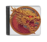 Jubonexis Fantasy Golden Dragon Roaring - Cartera plegable de piel sintética suave, monedero, funda para tarjetas de crédito, tarjetero duradero, billetera delgada para hombres y mujeres