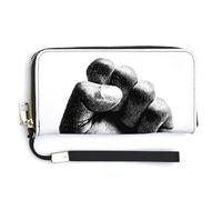 Jubonexis Fist Held Up - Cartera de piel sintética larga y plegable, monedero, funda para tarjetas de crédito, almacenamiento de dinero duradero para mujeres y hombres