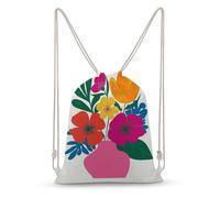 Jubonexis Flowers in An Organic Pink Vase Minimal Drawstring Backpack Canvas String Bag Lightweight Sports Gym Bag for Men Women