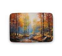 Jubonexis Forest in The Autumn - Tapete vintage para puerta de baño, terciopelo coral extra suave, absorción rápida de agua, antideslizante, cómodo, 19.7 x 31.5 pulgadas