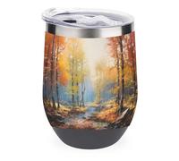 Jubonexis Forest in The Autumn - Vaso de vino vintage de acero inoxidable aislado de doble pared con tapa, 355 ml