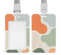 Jubonexis Formas abstractas de arcilla arenosa salvia sobre crema, soporte retráctil para tarjetas de identificación, protector de tarjetas, placa de nombre, etiqueta de nombre para trabajo, oficina