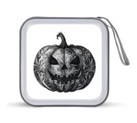Jubonexis Funda de almacenamiento portátil para CD de Halloween, diseño victoriano de calabaza negra para coche, hogar, viajes